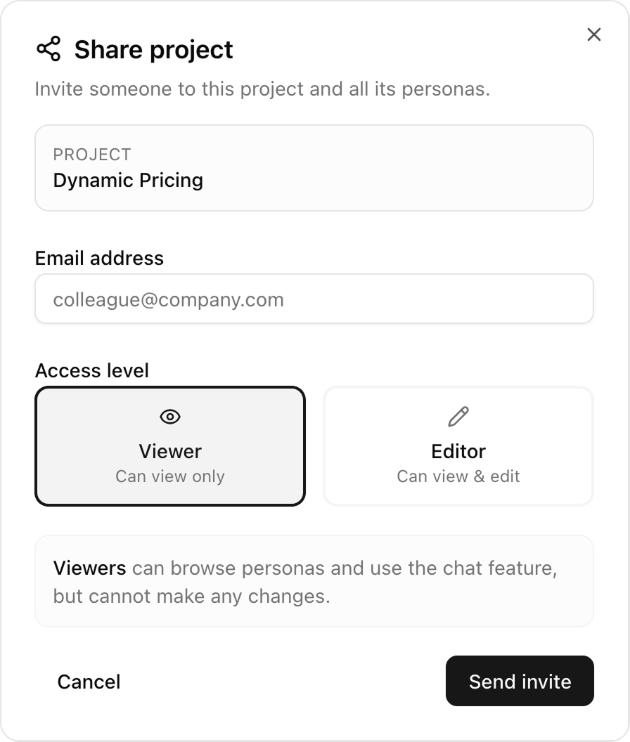 Screenshot of the modal dialog to invite collaborators